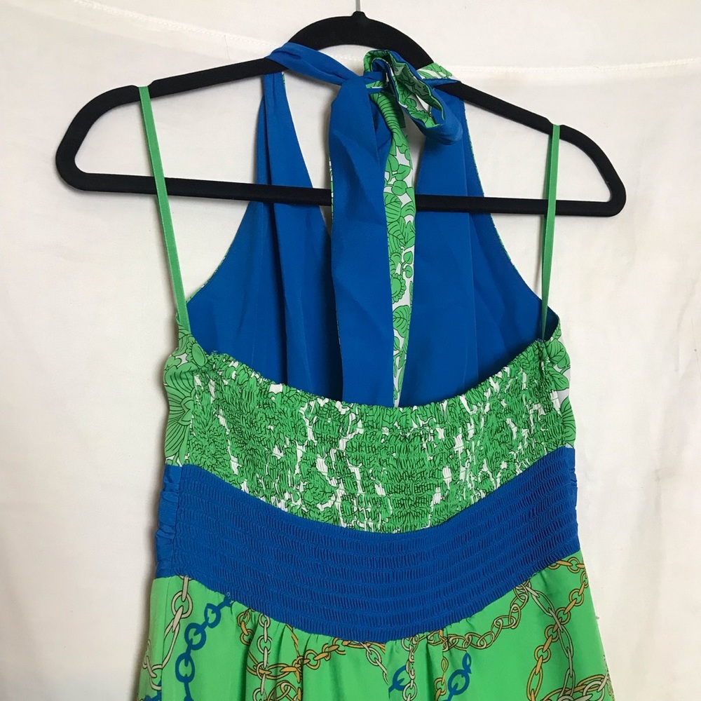 New York & Company Green Floral Chain Print Halter Sleeveless Maxi Dress Size XS - Picture 9 of 14